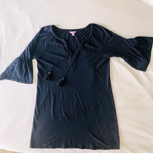 Navy Cotton Modal Lilly Pulitzer Dress with Tassels Size Large